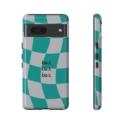 Mercedes Teal and Grey Checkered F1 Phone Case, Box Box Box F1 Phone Case