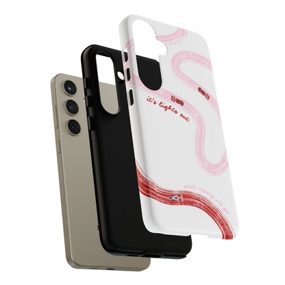 F1 Phone Case Pink and Red Painted "its lights out and away we go", Trendy F1 Gift, Formula 1 Gift, Cute F1 Phone Case, Unique Phone Case