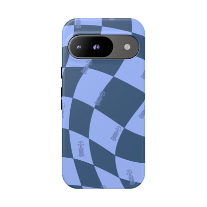 F1 Phone Case Blue Checkerboard Design, Trendy F1 Gift, Formula 1 Gift, Cute F1 Phone Case, Unique Formula One Phone Case