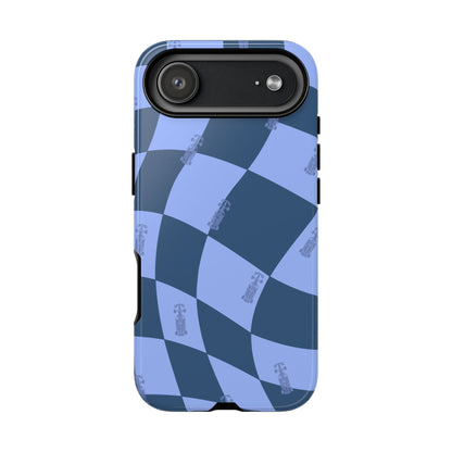 F1 Phone Case Blue Checkerboard Design, Trendy F1 Gift, Formula 1 Gift, Cute F1 Phone Case, Unique Formula One Phone Case