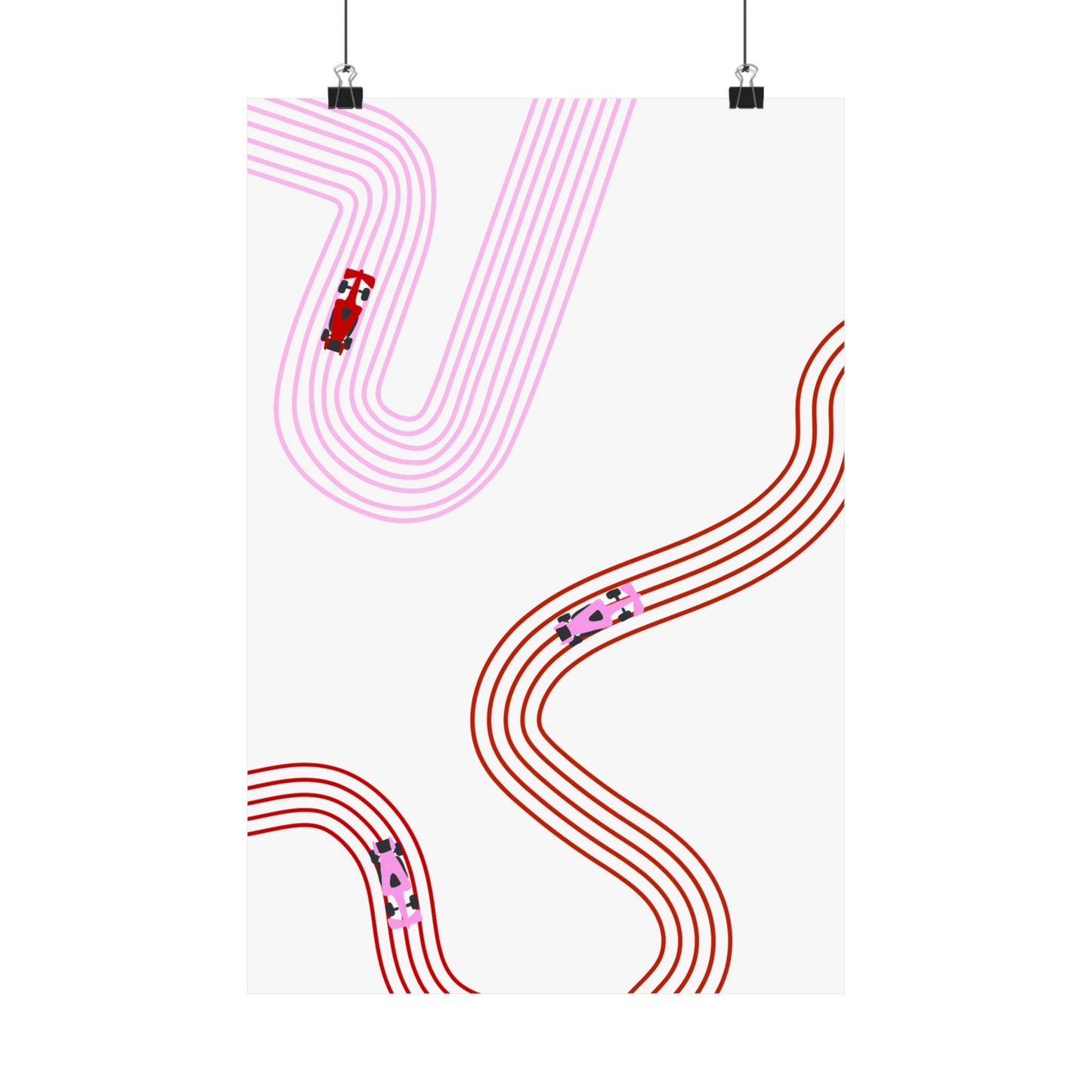 Pink and Red Abstract F1 Matte Vertical Poster | F1 Giclée Art Print (US SIZING)