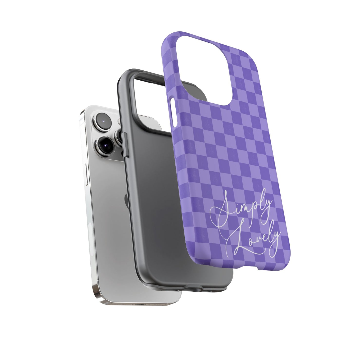 Simply Lovely Purple Checkered F1 Phone Case Design, Trendy F1 Gift, Formula 1 Gift, Cute F1 Phone Case