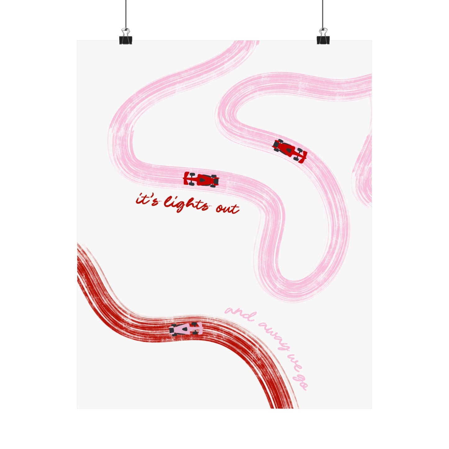 Pink and Red F1 Matte Vertical Poster | F1 Giclée Art Print (US SIZING)