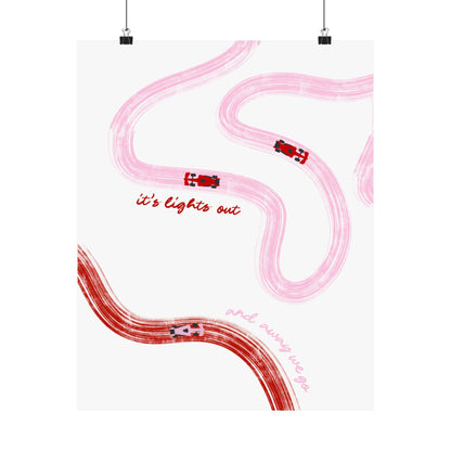 Pink and Red F1 Matte Vertical Poster | F1 Giclée Art Print (US SIZING)