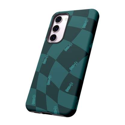 F1 Phone Case Teal Checkered Design, Trendy F1 Gift, Formula 1 Gift, Cute F1 Phone Case, Unique Formula One Phone Case