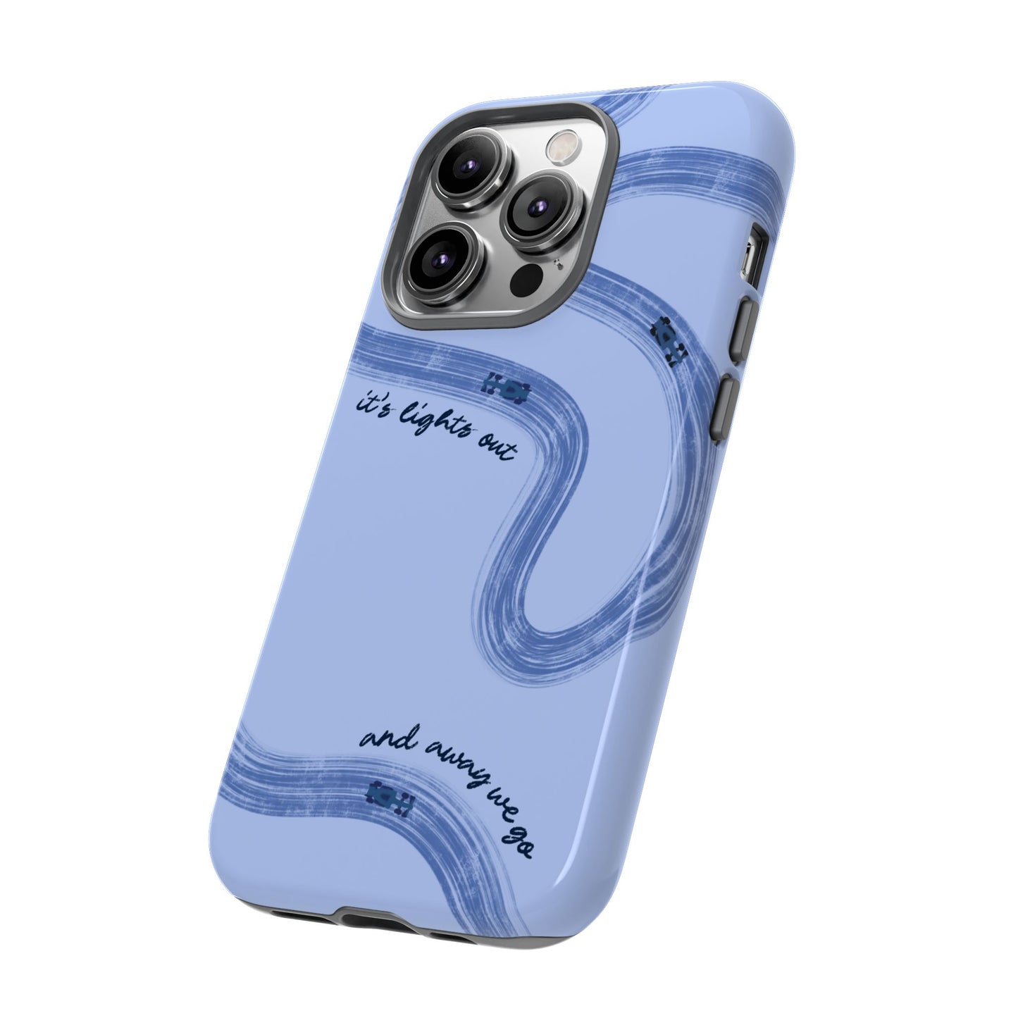 F1 Phone Case Monochrome Blue Painted "its lights out and away we go", Trendy F1 Gift, Formula 1 Gift, Cute F1 Phone Case, Phone Case