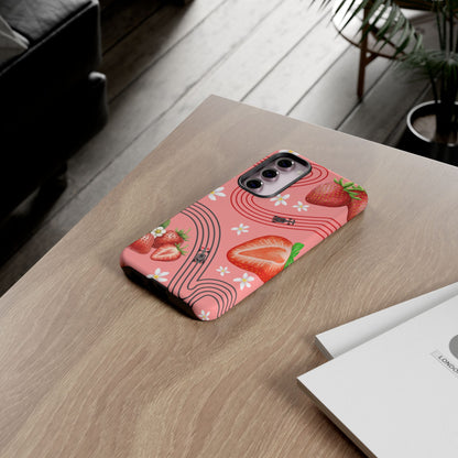 Red F1 Audi and Strawberries Phone Case, Trendy F1 Gift, Formula 1 Gift, Cute Fruit F1 Phone Case, Unique Phone Case