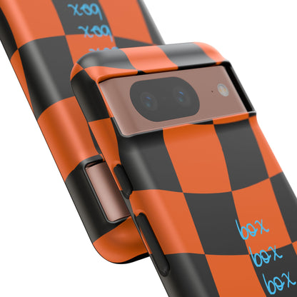 McLaren Orange and Black Checkered F1 Phone Case, Box Box Box F1 Phone Case