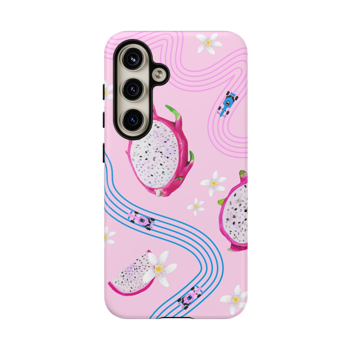 Pink F1 Alpine and Dragonfruit Phone Case, Trendy F1 Gift, Formula 1 Gift, Cute Fruit F1 Phone Case, Unique Phone Case