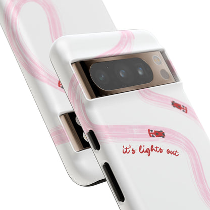 F1 Phone Case Pink and Red Painted "its lights out and away we go", Trendy F1 Gift, Formula 1 Gift, Cute F1 Phone Case, Unique Phone Case