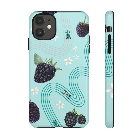 Teal F1 Mercedes and Blackberries Phone Case , Trendy F1 Gift, Formula 1 Gift, Cute Fruit F1 Phone Case, Unique Phone Case