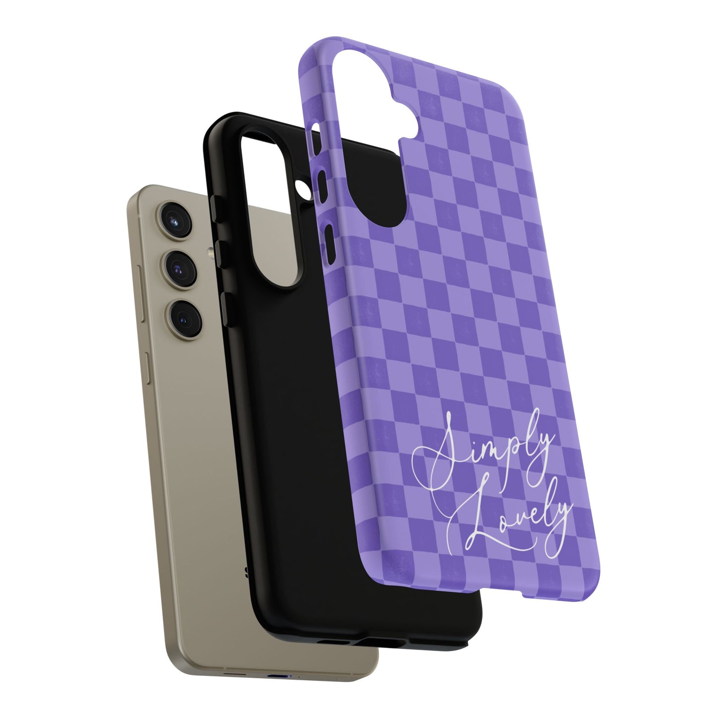 Simply Lovely Purple Checkered F1 Phone Case Design, Trendy F1 Gift, Formula 1 Gift, Cute F1 Phone Case