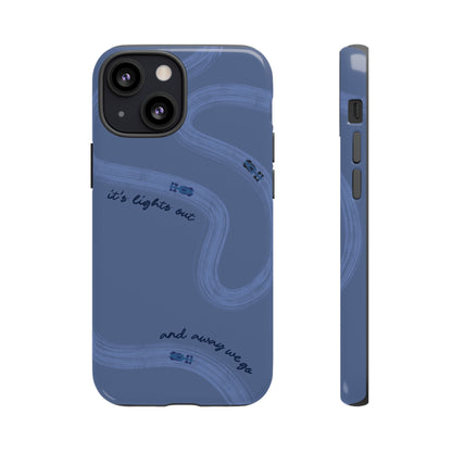 F1 Phone Case Monochrome Dark Blue Painted "its lights out and away we go", Trendy F1 Gift, Formula 1 Gift, Cute F1 Phone Case, Phone Case