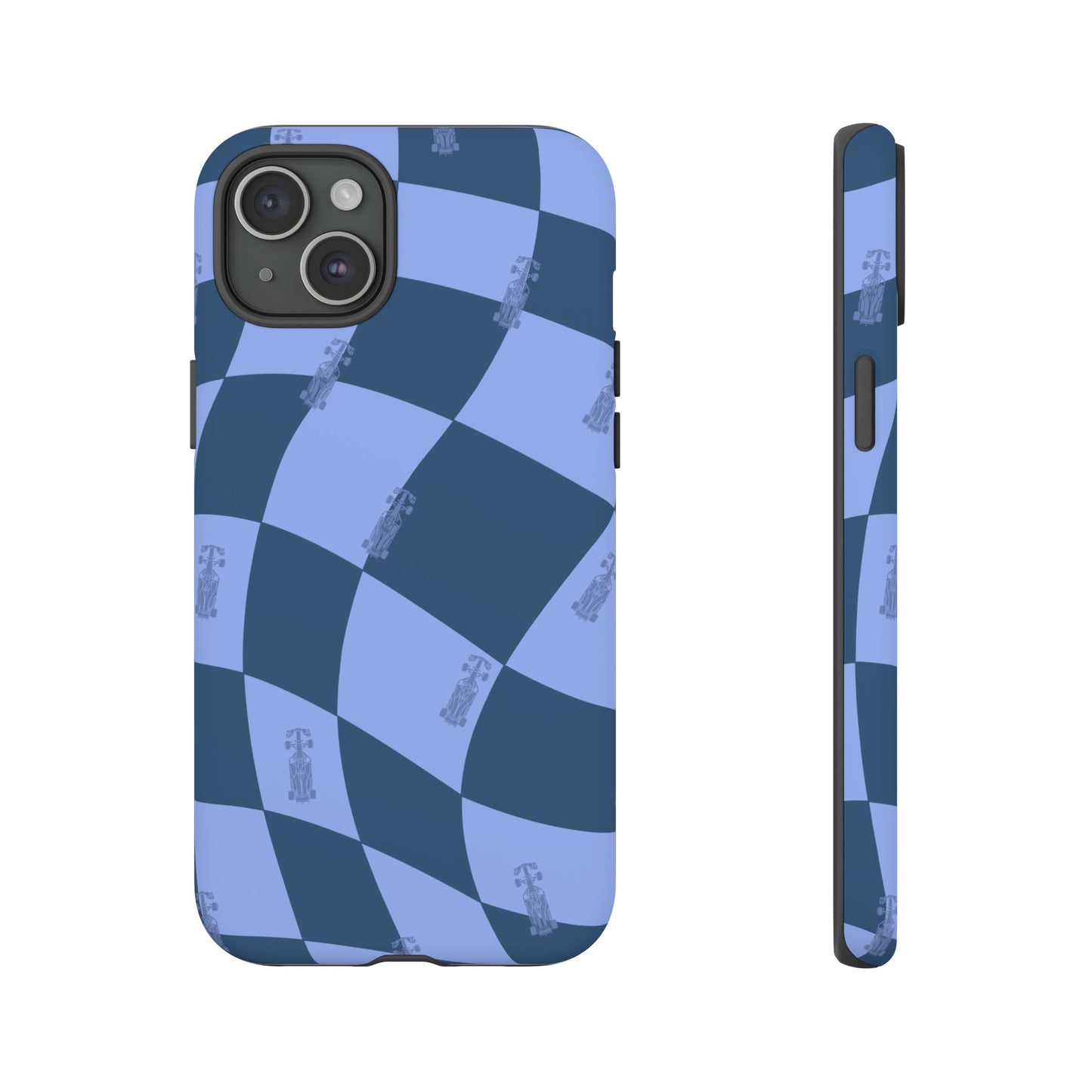 F1 Phone Case Blue Checkerboard Design, Trendy F1 Gift, Formula 1 Gift, Cute F1 Phone Case, Unique Formula One Phone Case