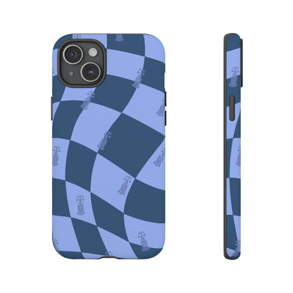 F1 Phone Case Blue Checkerboard Design, Trendy F1 Gift, Formula 1 Gift, Cute F1 Phone Case, Unique Formula One Phone Case