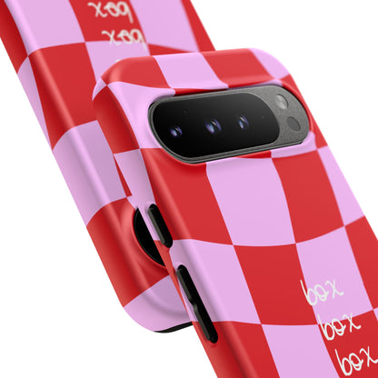 Pink and Red Checkered F1 Phone Case, Box Box Box F1 Phone Case