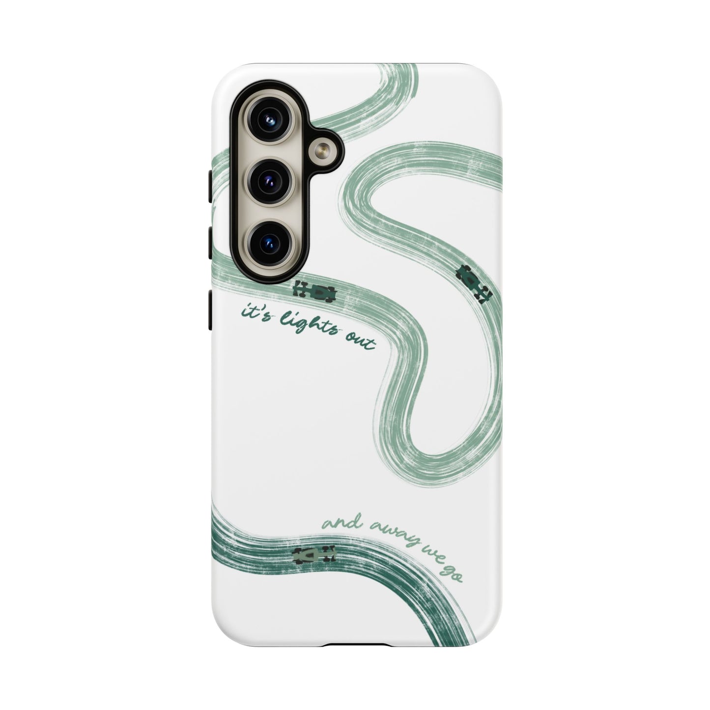 F1 Phone Case Green Painted "its lights out and away we go", Trendy F1 Gift, Formula 1 Gift, Cute F1 Phone Case, Gift for F1 Fans