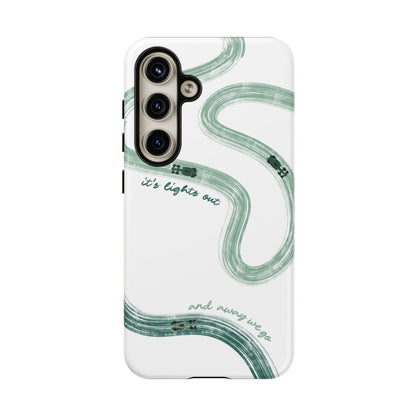 F1 Phone Case Green Painted "its lights out and away we go", Trendy F1 Gift, Formula 1 Gift, Cute F1 Phone Case, Gift for F1 Fans