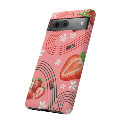 Red F1 Audi and Strawberries Phone Case, Trendy F1 Gift, Formula 1 Gift, Cute Fruit F1 Phone Case, Unique Phone Case