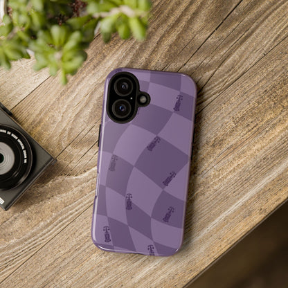 F1 Phone Case Purple Checkered Design, Trendy F1 Gift, Formula 1 Gift, Cute F1 Phone Case, Unique Formula One Phone Case