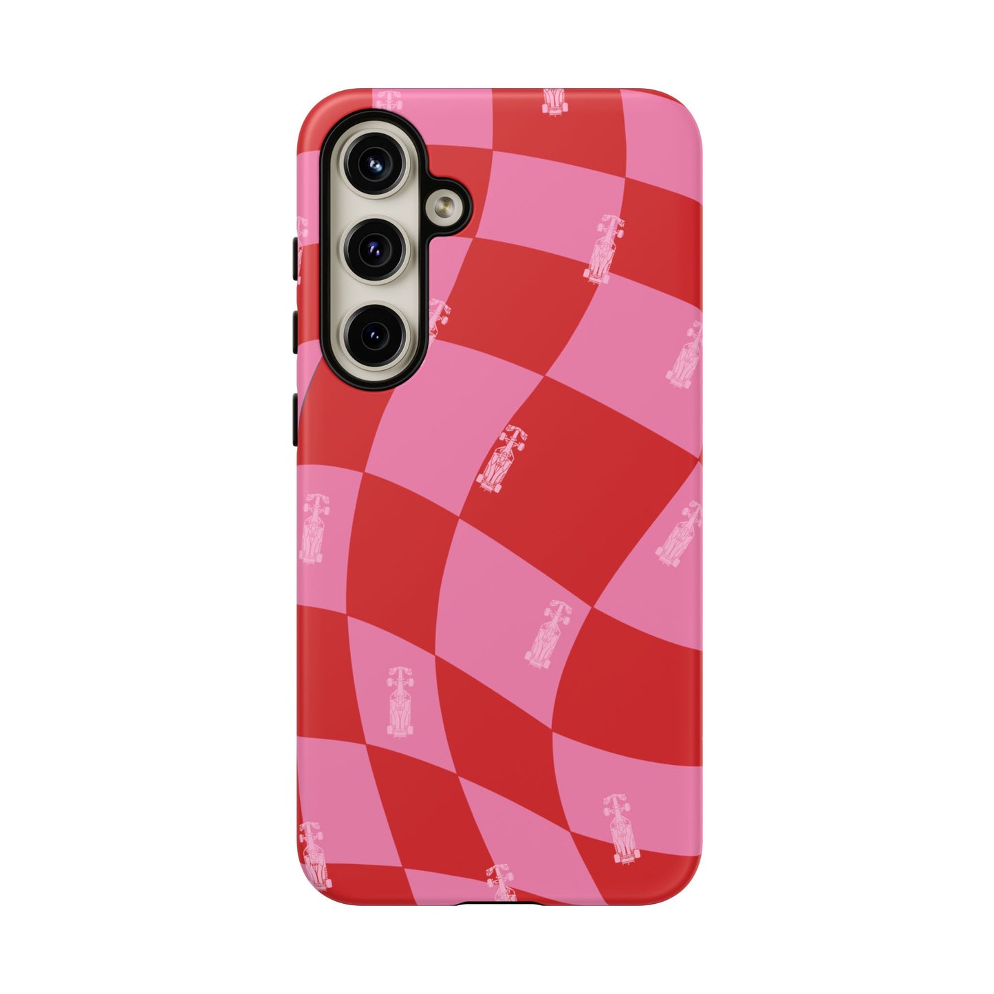 F1 Phone Case Pink and Red Checkerboard Design, Trendy F1 Gift, Girly Formula 1 Gift, Cute F1 Phone Case, Unique Formula One Phone Case