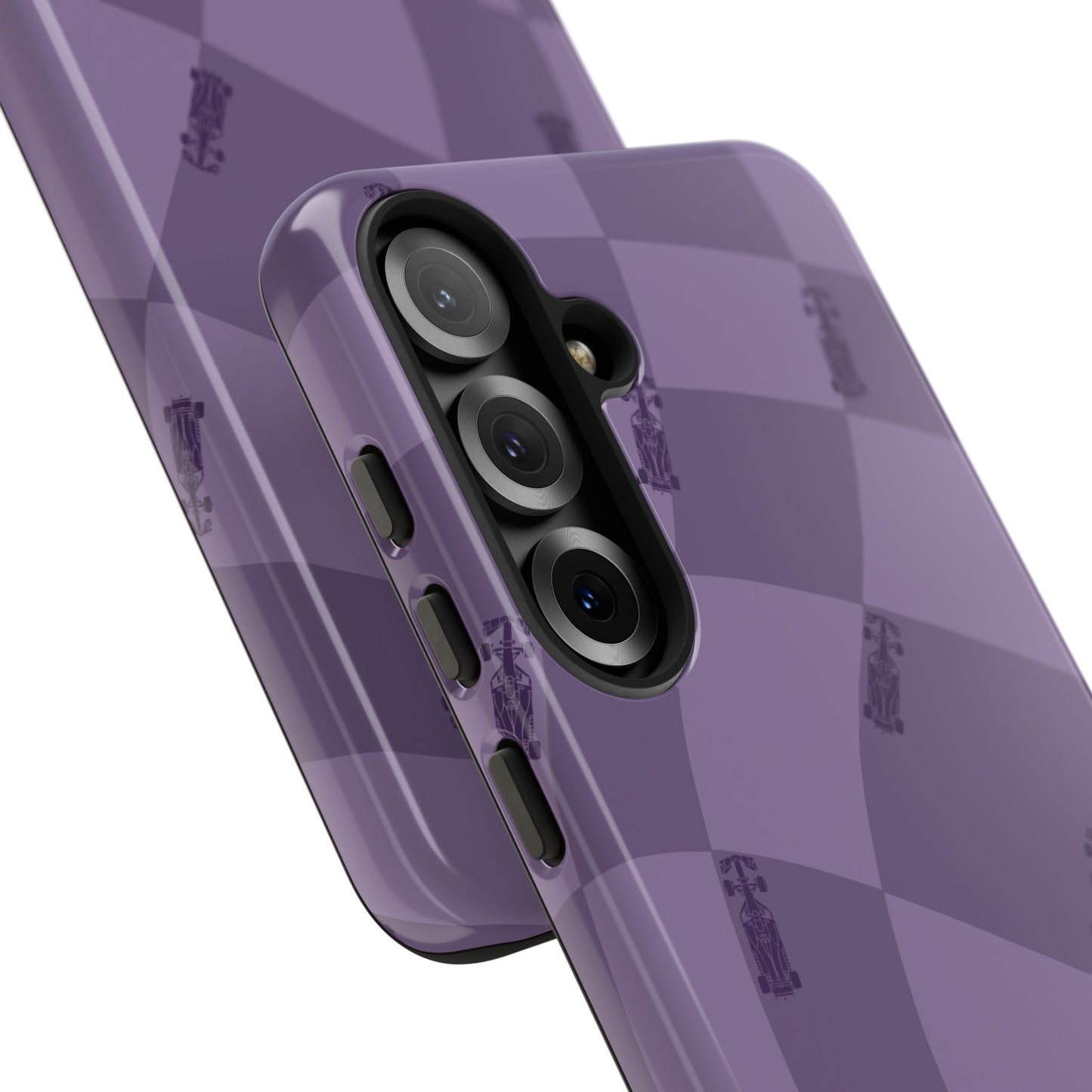 F1 Phone Case Purple Checkered Design, Trendy F1 Gift, Formula 1 Gift, Cute F1 Phone Case, Unique Formula One Phone Case