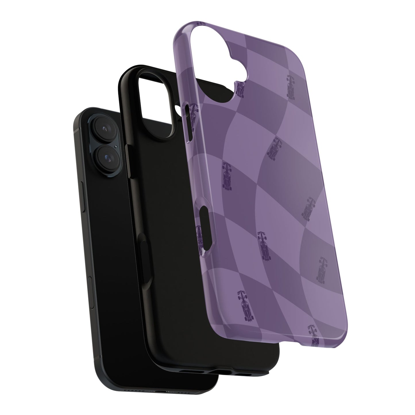 F1 Phone Case Purple Checkered Design, Trendy F1 Gift, Formula 1 Gift, Cute F1 Phone Case, Unique Formula One Phone Case
