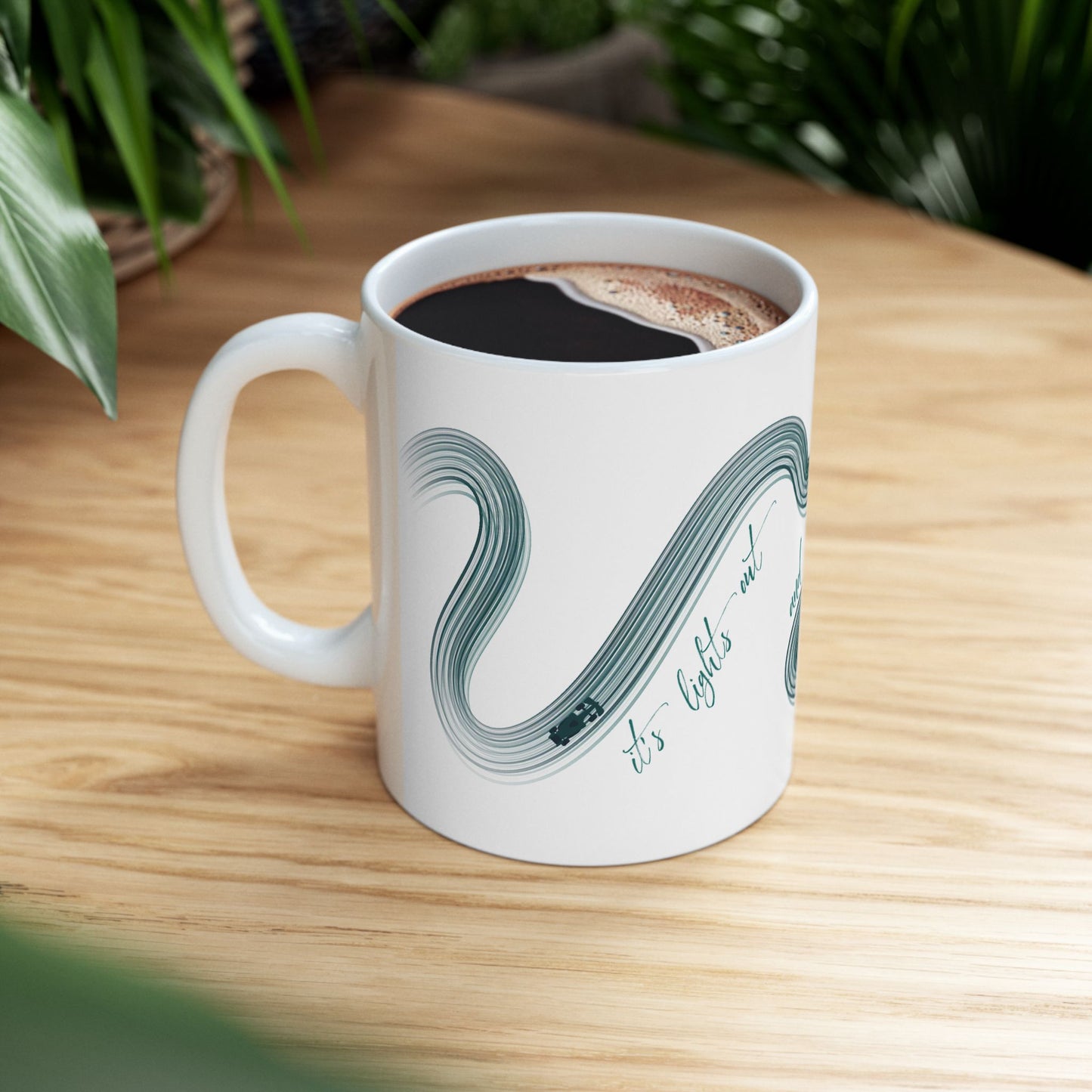 Green Painted F1  It's Lights Out and Away We Go Mug, Unique Gift for Coffee Lovers, Whimsical Formula 1 Gift