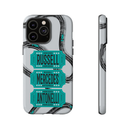 Mercedes F1 Phone Case Painted Ticket Stubs, Trendy F1 Gift, Formula 1 Gift, Cute F1 Phone Case