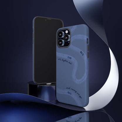 F1 Phone Case Monochrome Dark Blue Painted "its lights out and away we go", Trendy F1 Gift, Formula 1 Gift, Cute F1 Phone Case, Phone Case