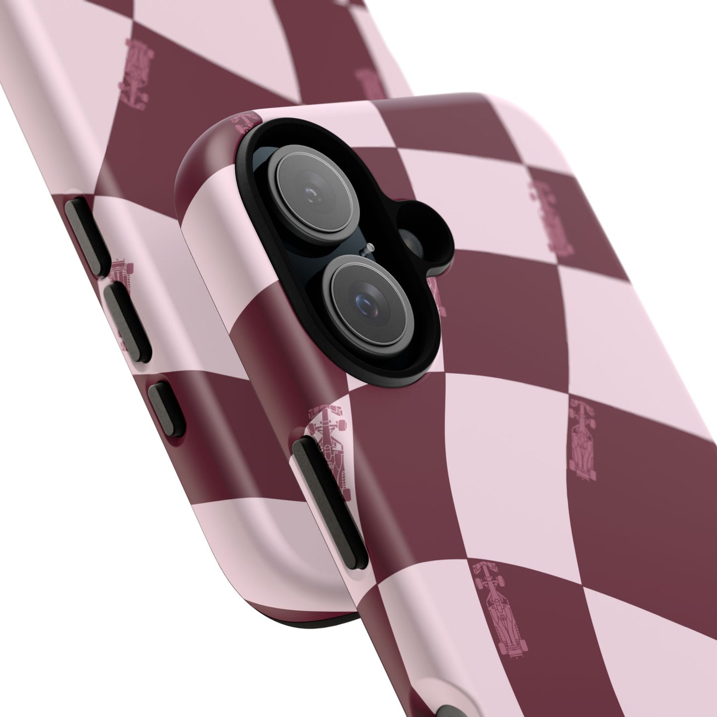 F1 Phone Case Pink Checkered Design, Trendy F1 Gift, Formula 1 Gift, Cute F1 Phone Case, Unique Formula One Phone Case