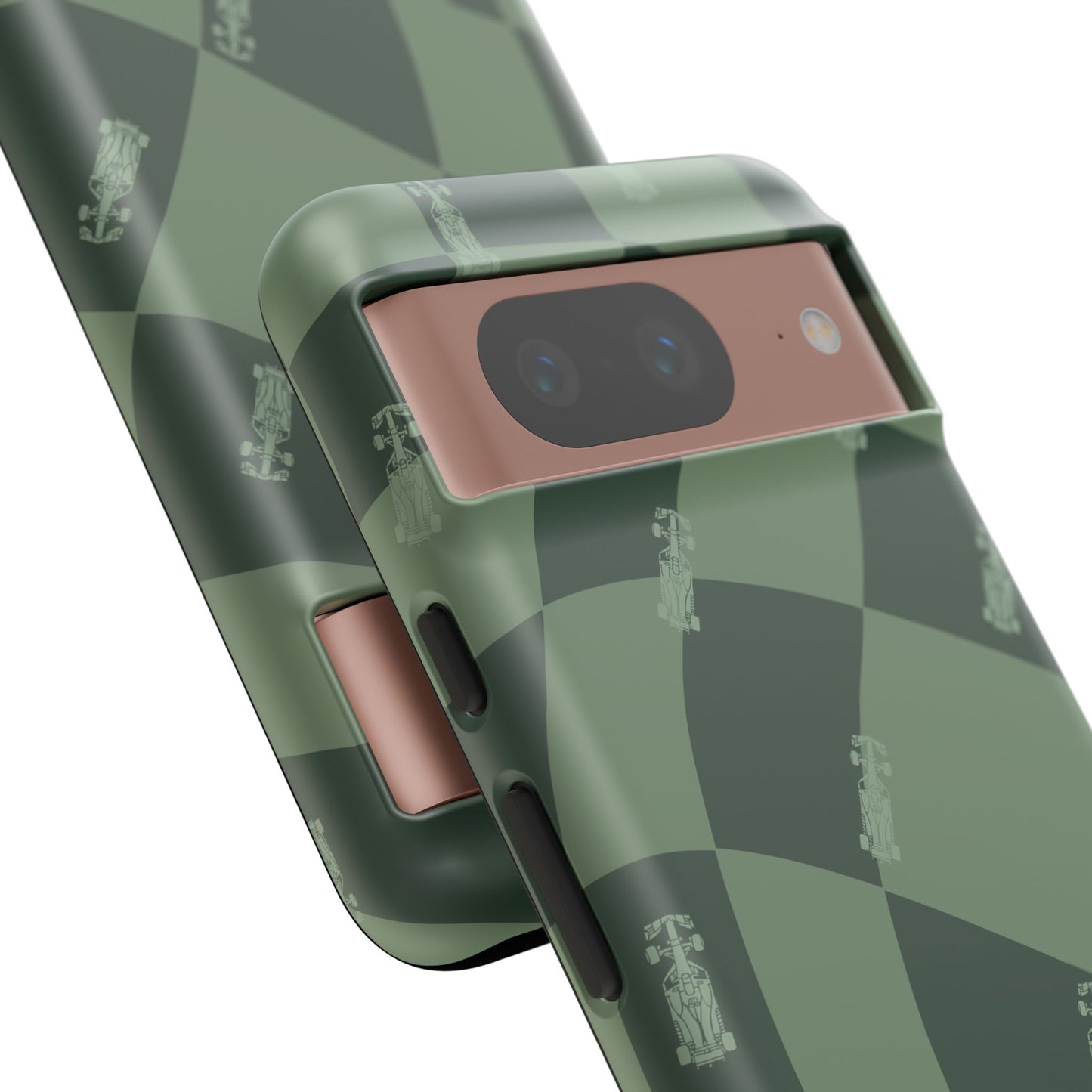F1 Phone Case Green Checkerboard Design, Trendy F1 Gift, Formula 1 Gift, Cute F1 Phone Case, Unique Formula One Phone Case