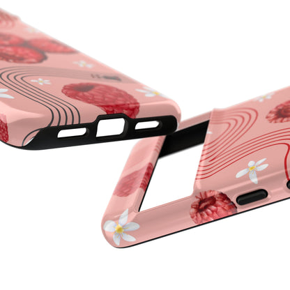 Red F1 Haas and Raspberries Phone Case, Trendy F1 Gift, Formula 1 Gift, Cute Fruit F1 Phone Case, Unique Phone Case