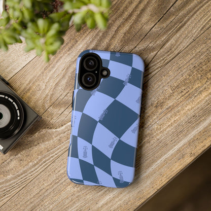 F1 Phone Case Blue Checkerboard Design, Trendy F1 Gift, Formula 1 Gift, Cute F1 Phone Case, Unique Formula One Phone Case