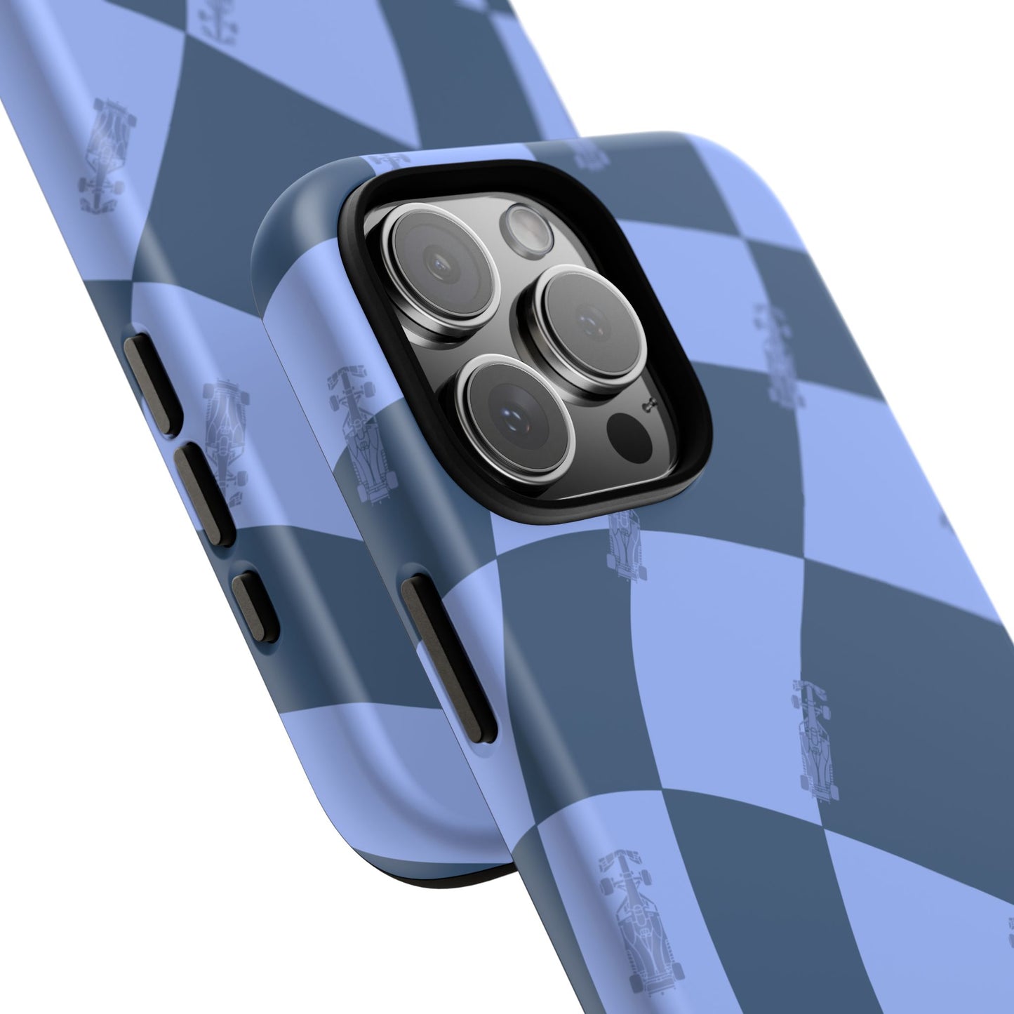F1 Phone Case Blue Checkerboard Design, Trendy F1 Gift, Formula 1 Gift, Cute F1 Phone Case, Unique Formula One Phone Case