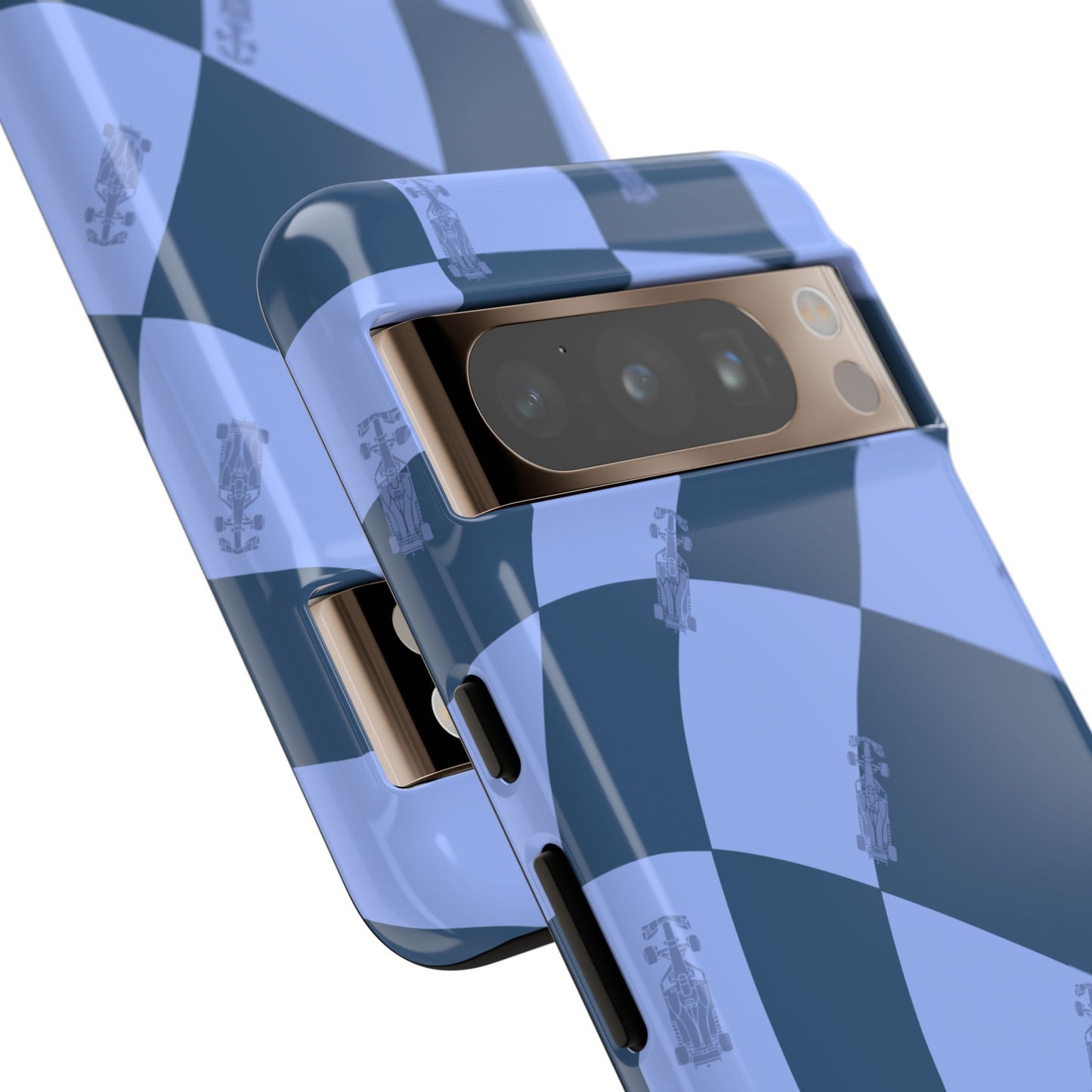 F1 Phone Case Blue Checkerboard Design, Trendy F1 Gift, Formula 1 Gift, Cute F1 Phone Case, Unique Formula One Phone Case
