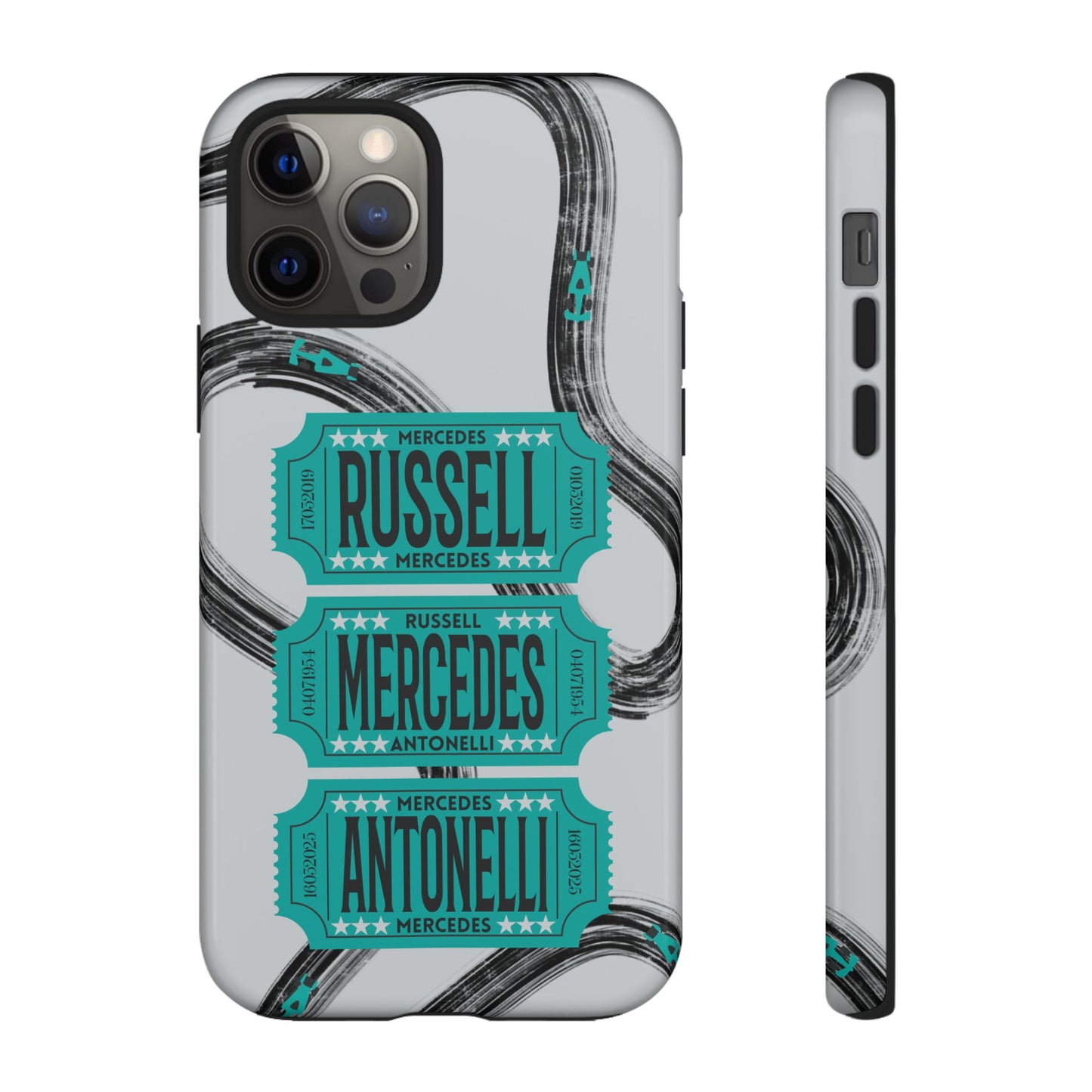 Mercedes F1 Phone Case Painted Ticket Stubs, Trendy F1 Gift, Formula 1 Gift, Cute F1 Phone Case