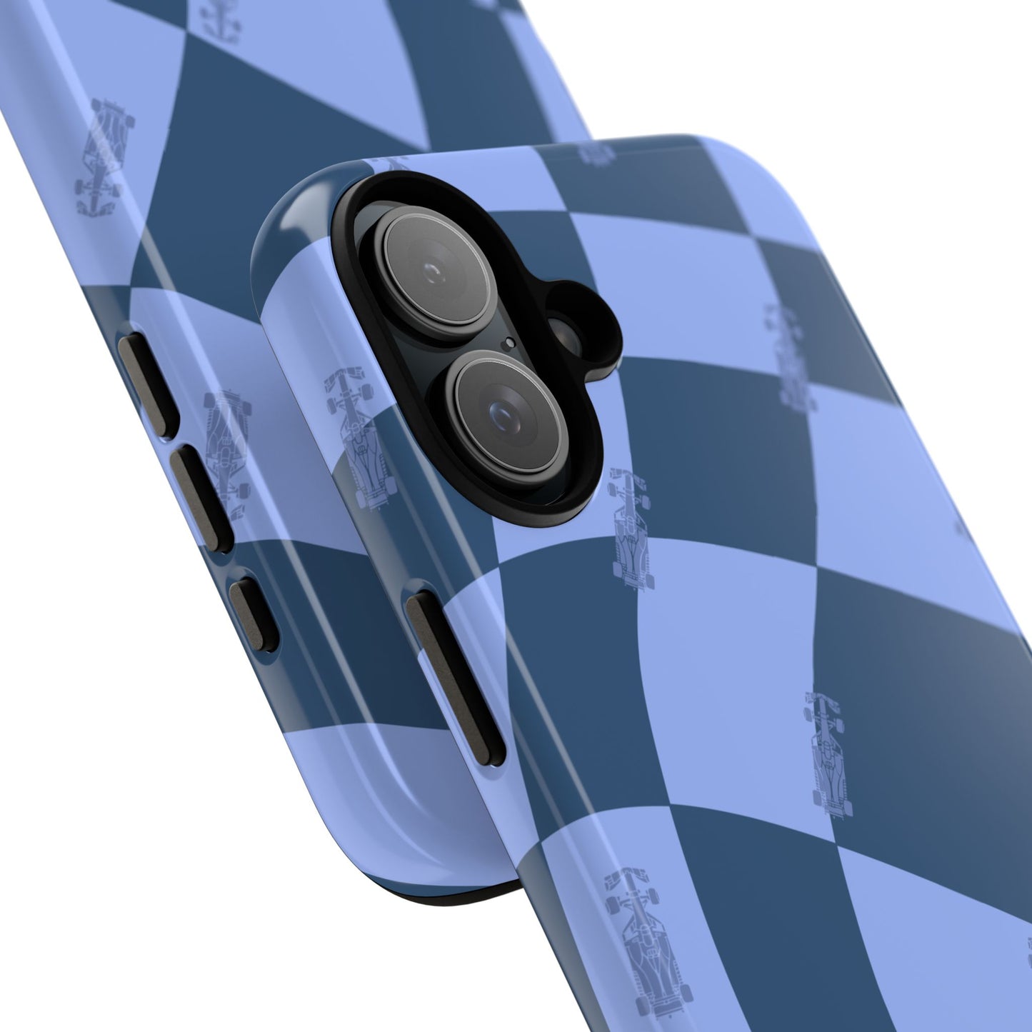 F1 Phone Case Blue Checkerboard Design, Trendy F1 Gift, Formula 1 Gift, Cute F1 Phone Case, Unique Formula One Phone Case