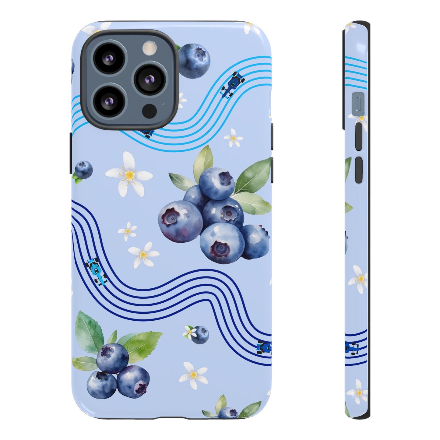 Blue F1 Williams and Blueberries Phone Case, Trendy F1 Gift, Formula 1 Gift, Cute Fruit F1 Phone Case, Unique Phone Case