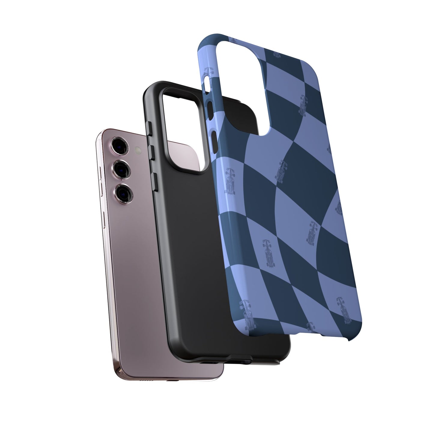F1 Phone Case Blue Checkerboard Design, Trendy F1 Gift, Formula 1 Gift, Cute F1 Phone Case, Unique Formula One Phone Case