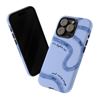 F1 Phone Case Monochrome Blue Painted "its lights out and away we go", Trendy F1 Gift, Formula 1 Gift, Cute F1 Phone Case, Phone Case