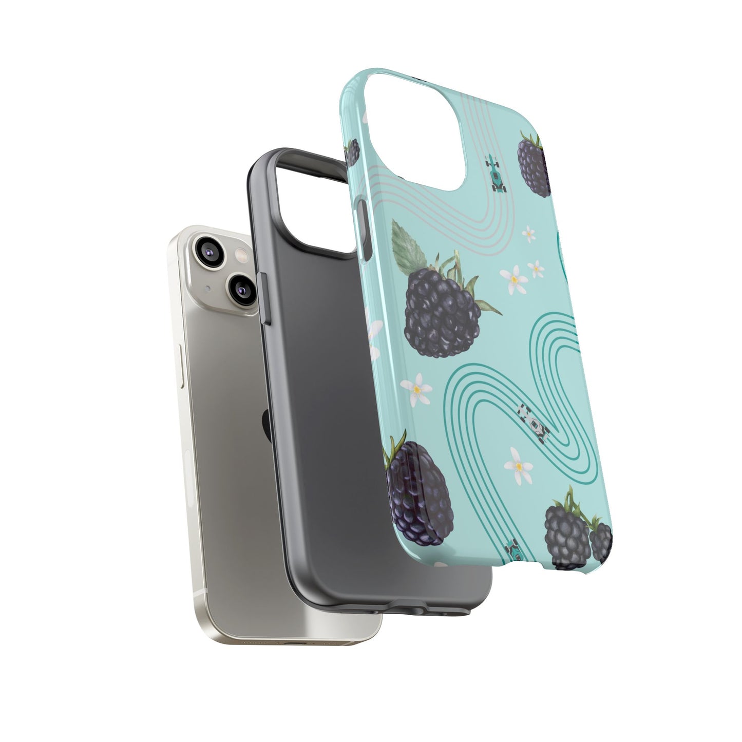 Teal F1 Mercedes and Blackberries Phone Case , Trendy F1 Gift, Formula 1 Gift, Cute Fruit F1 Phone Case, Unique Phone Case