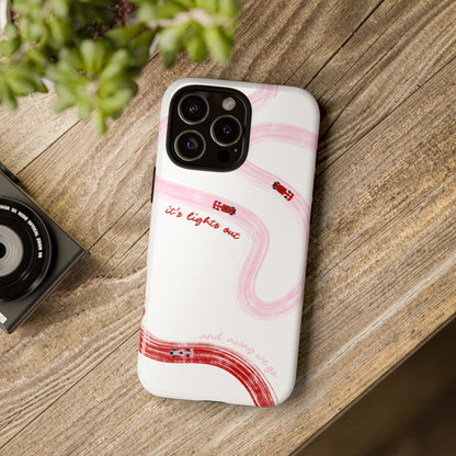 F1 Phone Case Pink and Red Painted "its lights out and away we go", Trendy F1 Gift, Formula 1 Gift, Cute F1 Phone Case, Unique Phone Case