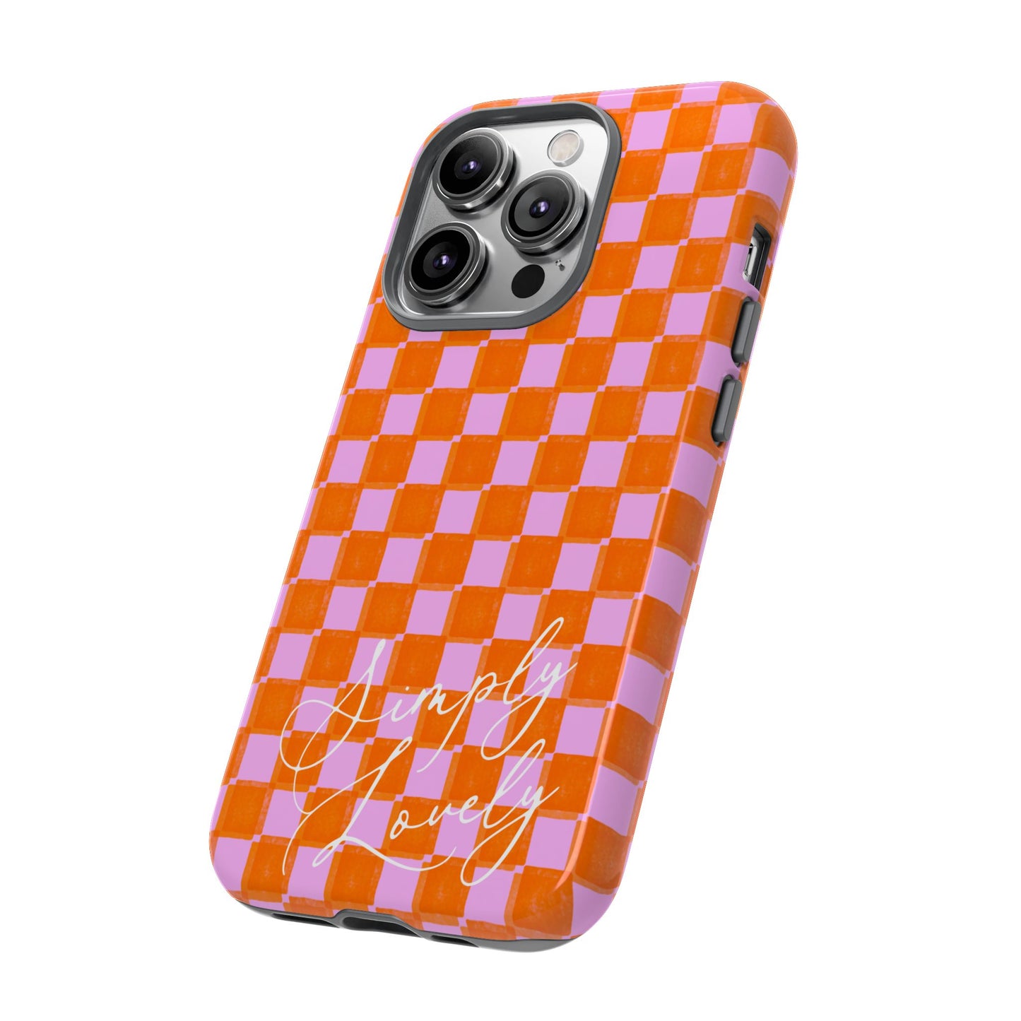 Simply Lovely Orange and Pink Checkered F1 Phone Case Design, Trendy F1 Gift, Formula 1 Gift, Cute F1 Phone Case
