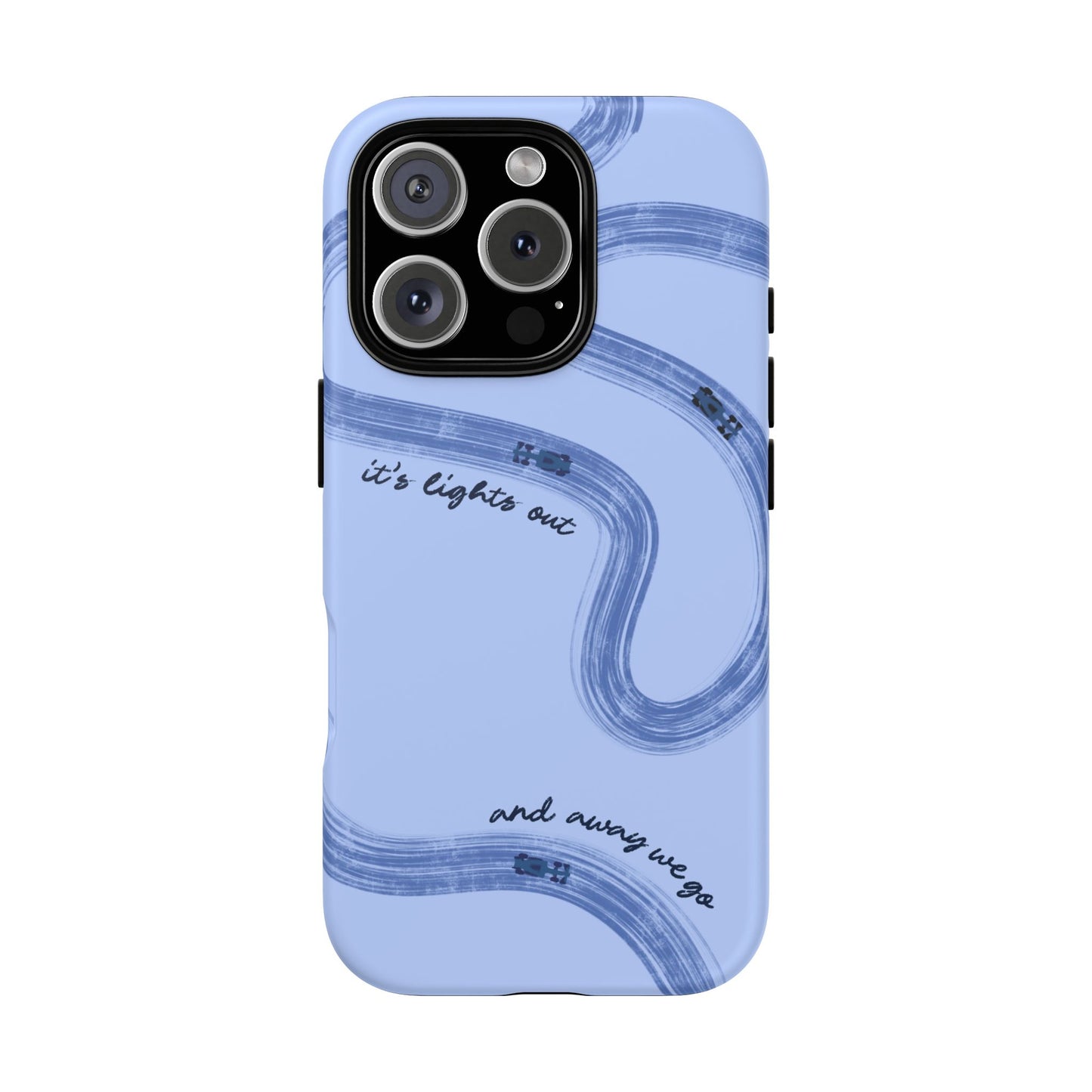 F1 Phone Case Monochrome Blue Painted "its lights out and away we go", Trendy F1 Gift, Formula 1 Gift, Cute F1 Phone Case, Phone Case