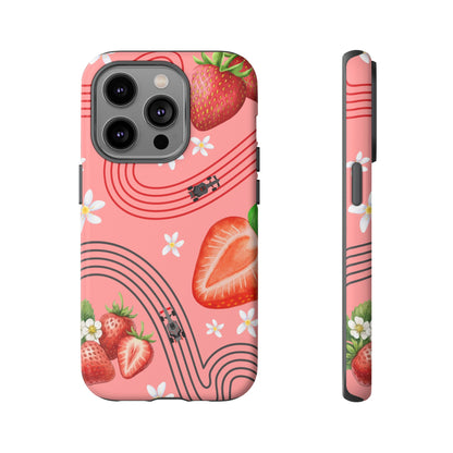 Red F1 Audi and Strawberries Phone Case, Trendy F1 Gift, Formula 1 Gift, Cute Fruit F1 Phone Case, Unique Phone Case