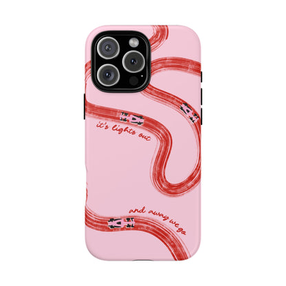 F1 Phone Case Pink and Red Painted "its lights out and away we go", Trendy F1 Gift, Formula 1 Gift, Cute F1 Phone Case, Unique Phone Case