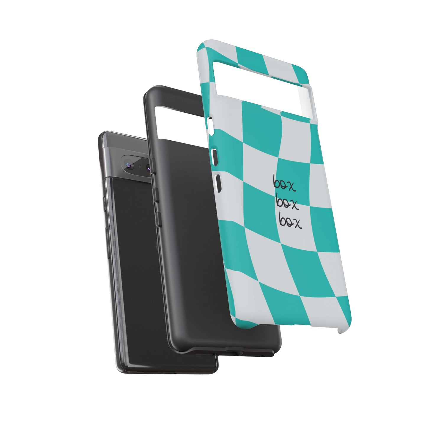 Mercedes Teal and Grey Checkered F1 Phone Case, Box Box Box F1 Phone Case