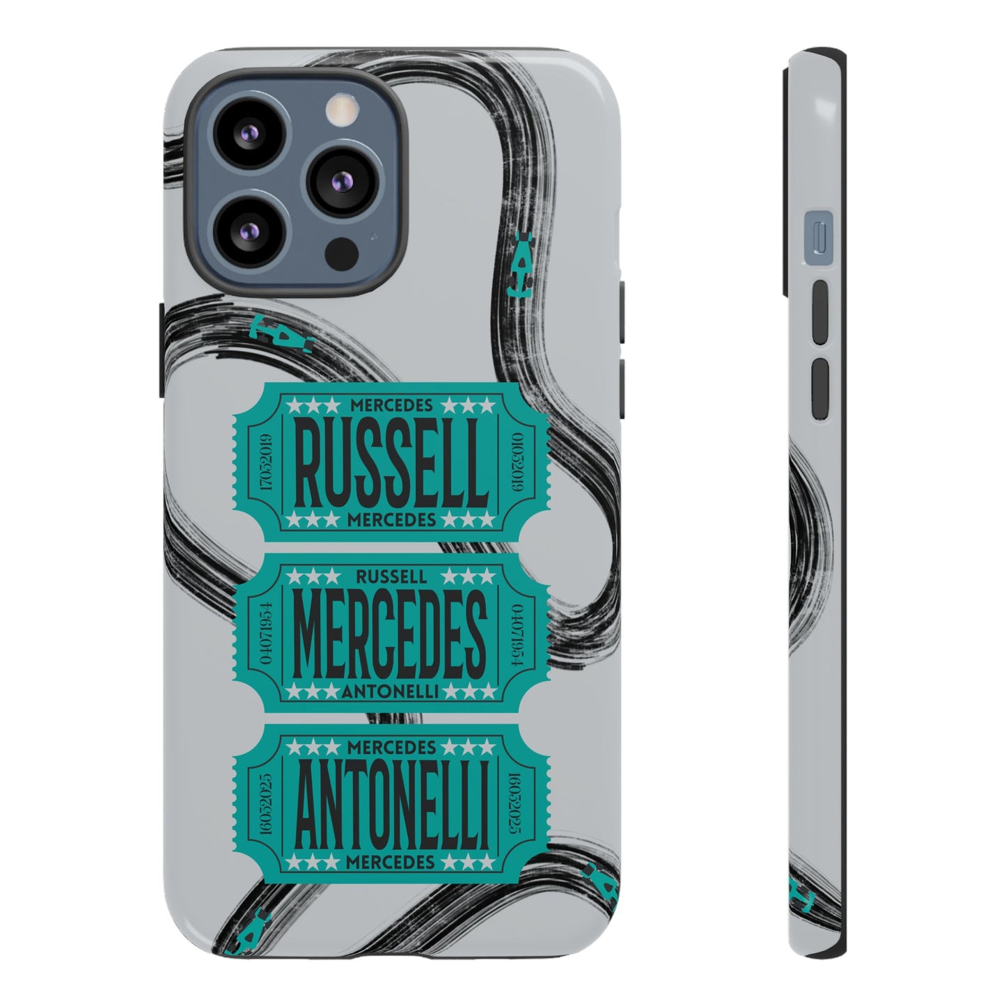 Mercedes F1 Phone Case Painted Ticket Stubs, Trendy F1 Gift, Formula 1 Gift, Cute F1 Phone Case