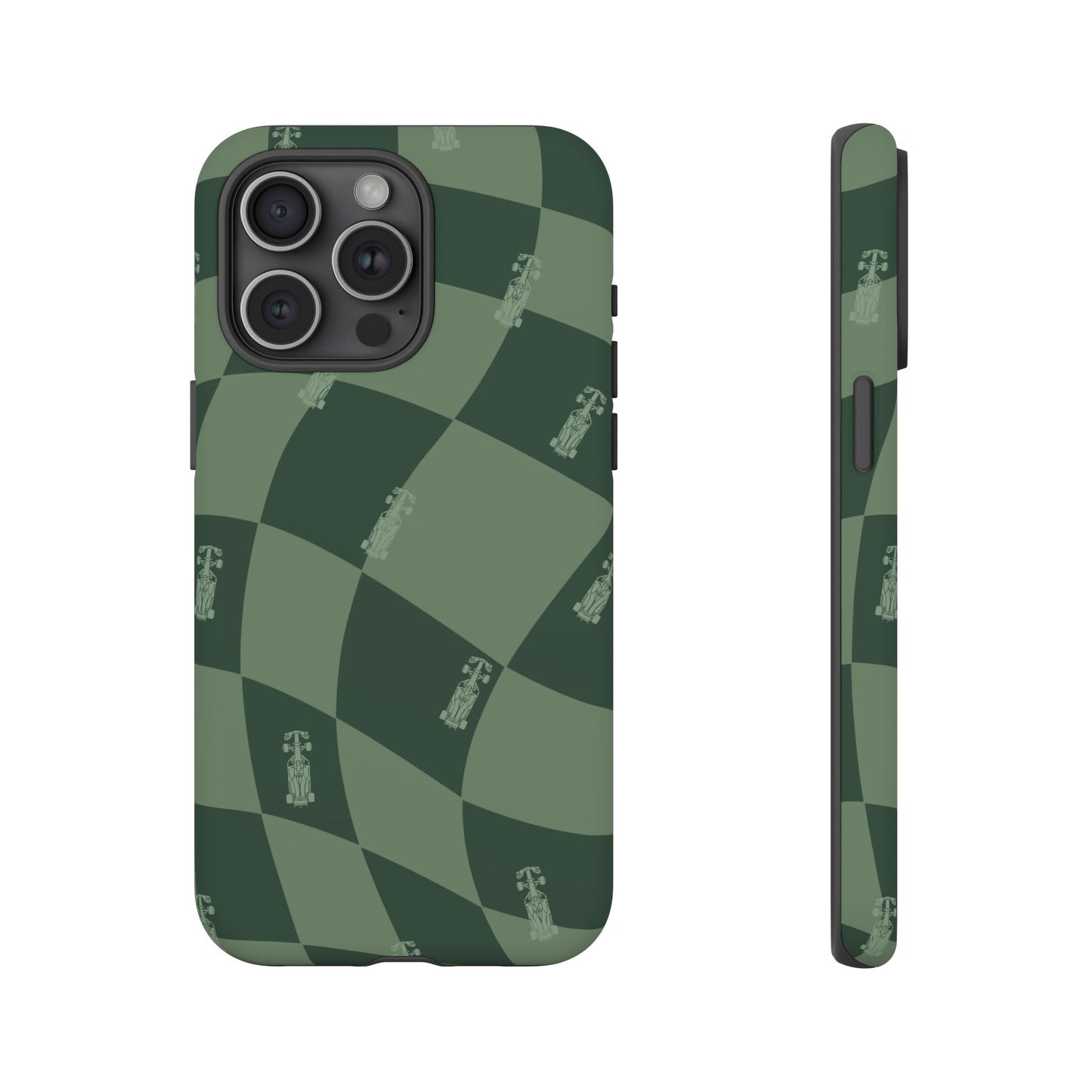 F1 Phone Case Green Checkerboard Design, Trendy F1 Gift, Formula 1 Gift, Cute F1 Phone Case, Unique Formula One Phone Case